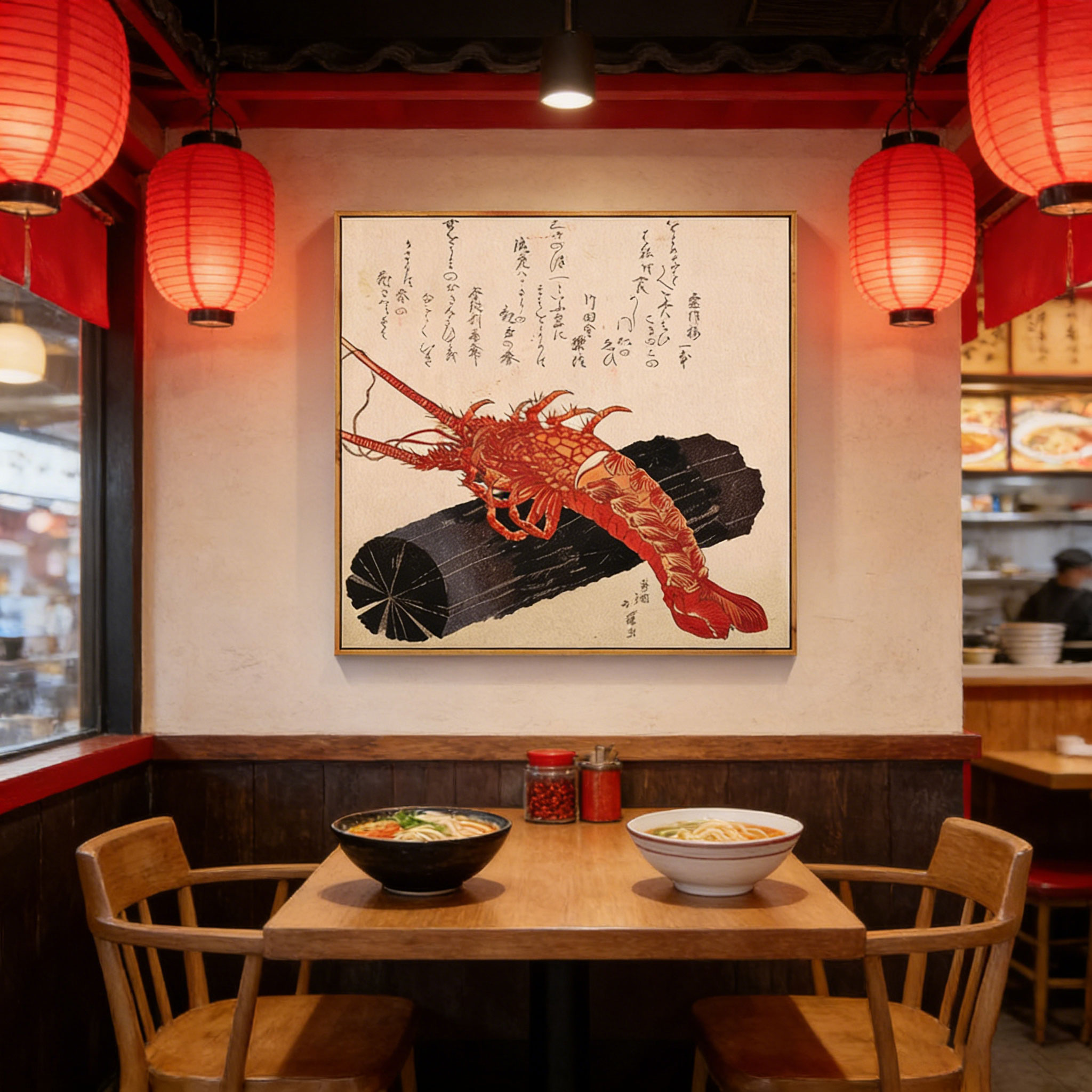 Japanese Restaurant Lifestyle - Pôster em Lona Estilo Ukiyo-e Japonês