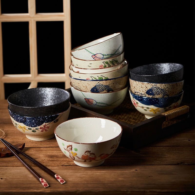 Japanese Pottery - Tigela de arroz de cerâmica estilo