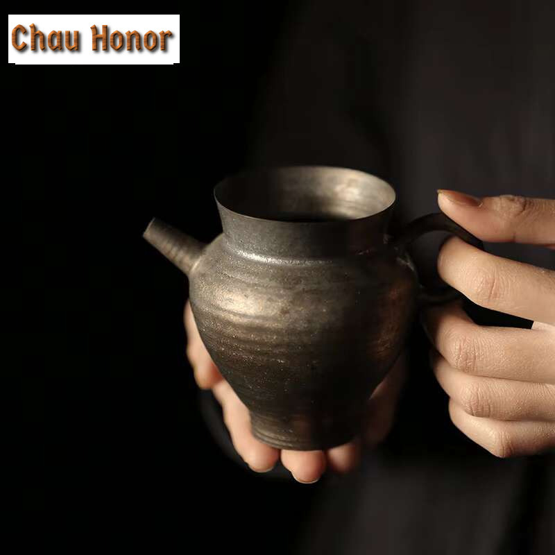 Japanese Pottery - Chinese Iron Rust Glass Tea Jarro,